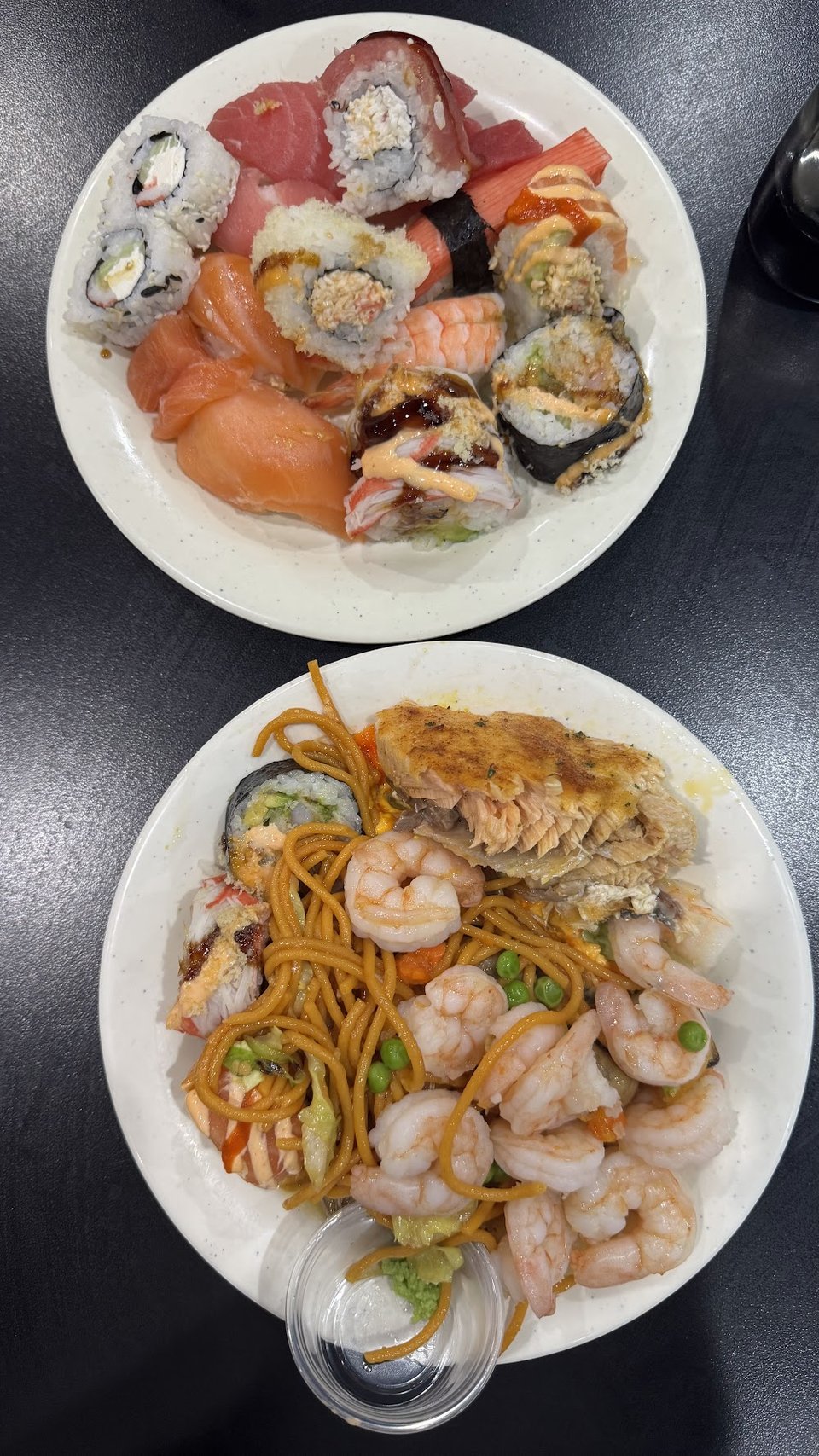 Sushi Rolls with Salmon and Shrimp Noodles