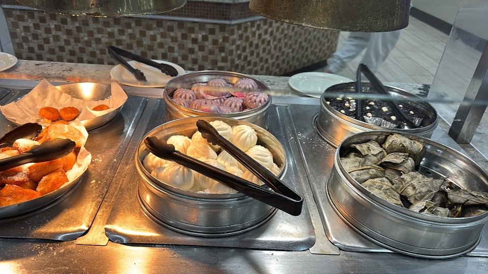 Menu board for lunch and dinner buffet service.